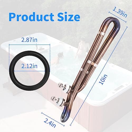 5.5kw Titanium Hot Tub Heater Element for Balboa Spa Heater Element，Flo-Thru Universal Hot Tub Heater Replacement Element（10 in）