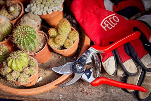 FELCO Pruning Shears (F 14) - High Performance Swiss Made One-Hand Garden Pruner with Steel Blade,Red, Silver