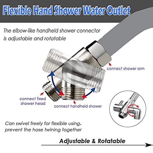 Shower Arm Diverter Valve Brass G1/2 3 Way Universal Bathroom Shower System Component Replacement for Handheld Shower Head and Fixed Spray Head, Brushed Nickel