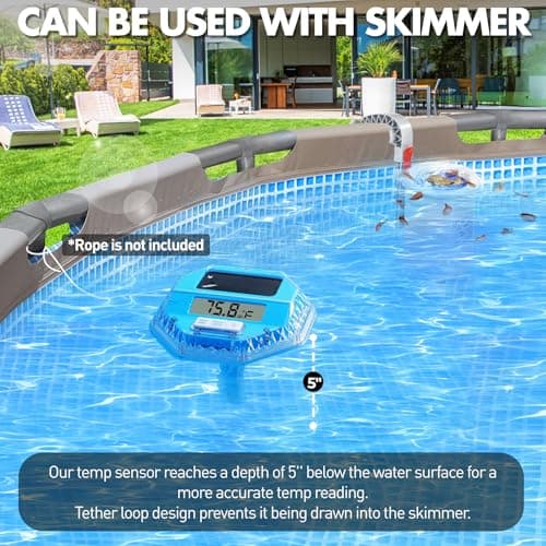 2025 Upgrade Digital Pool Thermometer Floating Easy Read, Solar Pool Thermometer with Dynamic Light Show, Large LCD Screen & IP68 Waterproof Pools Water Temperature Thermometers for Hot Tub