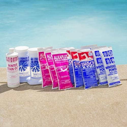 Rx Clear Pool Closing Kit for Above Ground & Inground Pools | Includes: pH Powder, Shock, Winter Stain Out, & Winterizing Dispensers | Up to 45,000 Gallons