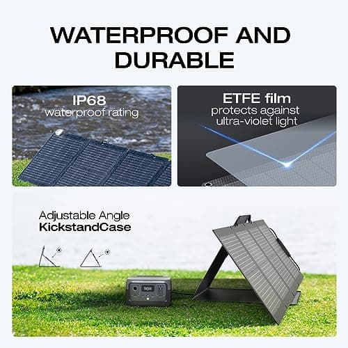 EF ECOFLOW Solar Generator RIVER 3 Plus with 110W Solar Panel, 286Wh Portable Power Station LiFePO4 Battery, 3 Up to 1200W AC Outlets, <10 MS UPS, Expandable to 858Wh, <30 dB Quiet, 1Hr Fast AC Charge