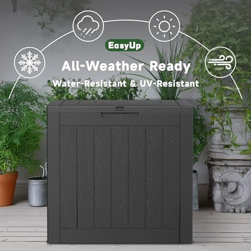 30 Gallon Resin Deck Box Waterproof, UV Resistant Outdoor Storage Box for Delivery, Patio, Garden,and Porch,Striped Black