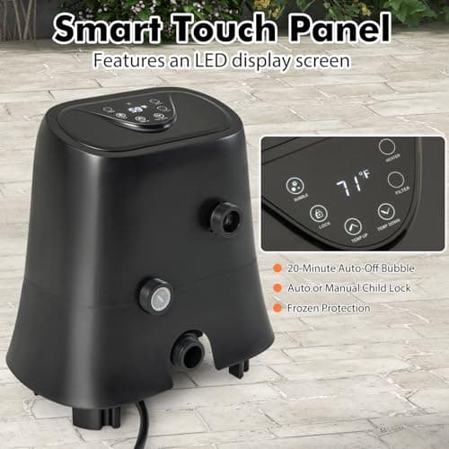 Goplus Electric Heater Pump for Inflatable Hot Tub, 1350W SPA Control Center for Bubble, Filtration & Heating, Water Heater Control with Touch Panel & LED Display, SPA Management System