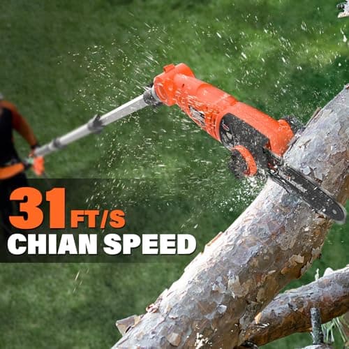 MAXLANDER 8-Inch Electric Pole Saw Corded - 6 Amp Pole Saws for Tree Trimming, Lightweight & Efficient Pole Saw - Easy Tree Trimming & Tool-Free Setup