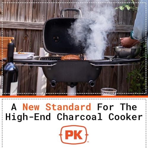 PK Grills PK360 Portable Charcoal Grill and BBQ Smoker, Cast Aluminum Outdoor BBQ Grill, Portable Grill for Camping, Backyard Grilling, Park, Tailgating, Graphite