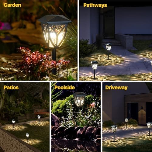 Ensenior 8-Pack Solar Lights Outdoor, 3000K LED Solar Garden Lights for Pathway, Yard, Patio, Walkway, Planter, Waterproof, Energy-Efficient Landscape Lighting