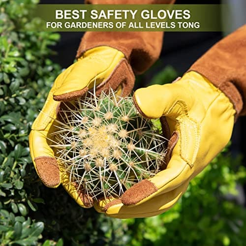 Womens Gardening Weeding Working Gloves, Leather Garden Glove for Women Thorn Proof No Stab for Digging, Planting,Pruning