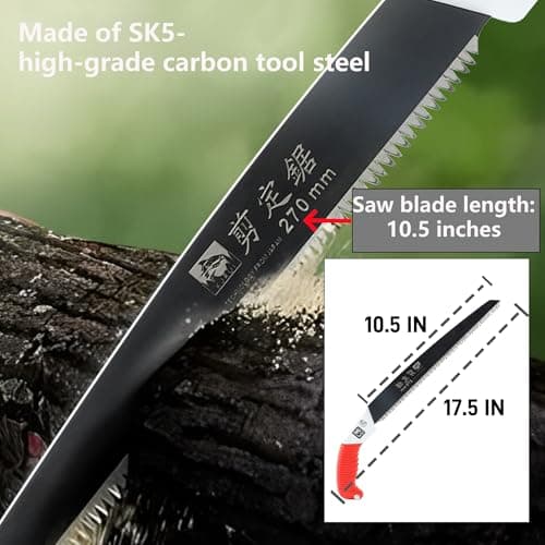 Medium Length japanese pull saw with Super Sharp Teeth,Thickened SK5 Steel,for Home Pruning, Logging, Landscaping,Three Sided Grinding,10.5"
