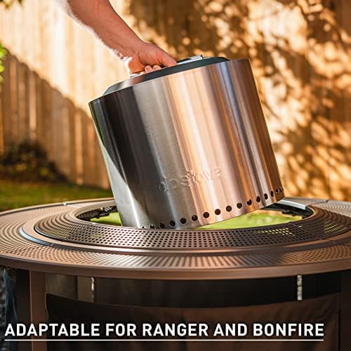 Solo Stove 42 Inch Fire Pit Surround Tabletop - Portable Protective Barrier for Wood Burning Fire Pits for Safety & Extra Space - Powder-Coated Steel and UV-Resistant Outdoor Fabric, Black