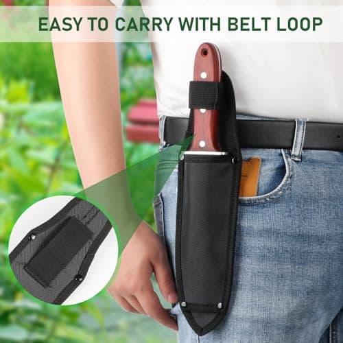 Hori Hori Garden Knife, Garden Tools with Sheath for Planting,Weeding,Digging, 7" Stainless Steel Soil Knife with Cutting Edge, Full Tang Wood Handle with Hanging Hole
