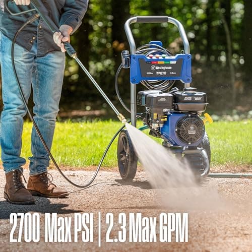 Westinghouse WPX2700 Gas Pressure Washer, 2700 PSI and 2.3 Max GPM, Onboard Soap Tank, Spray Gun and Wand, 5 Nozzle Set, for Cars/Fences/Driveways/Homes/Patios/Furniture