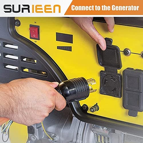 30Amp to 20Amp 110V Generator Adapter Cord, 3 Prong NEMA L5-30P to 5-20R/5-15R Generator Adapter Distribution Locking Cord with Lighted Power Indicator, STW 10 AGW, 1.5FT, ETL Listed