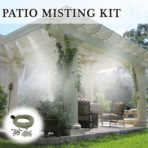 Patio Misting Kit - Pre- Assembled Misting System - Simply unpack and Attach - Cools temperatures by up to 30 Degrees - for Patio, Pool and Play Areas (60 Feet - 16 Nozzles)