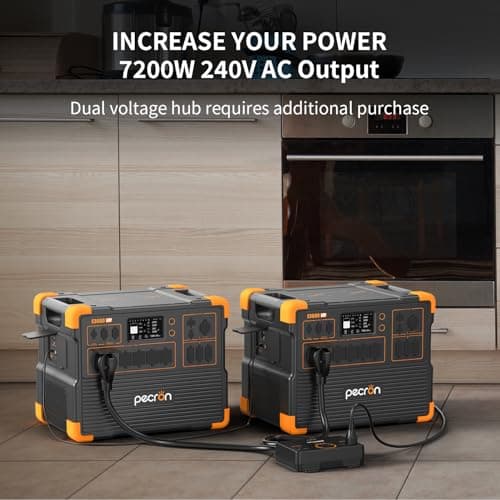 pecron E3600LFP Portable Power Station 3072Wh with Four Extended Batteries Trolley Kit, Expandable to 15360Wh, 5x3600W AC Outlets LiFePO4 Battery Backup Solar Generator for RV, Camping, CPAP