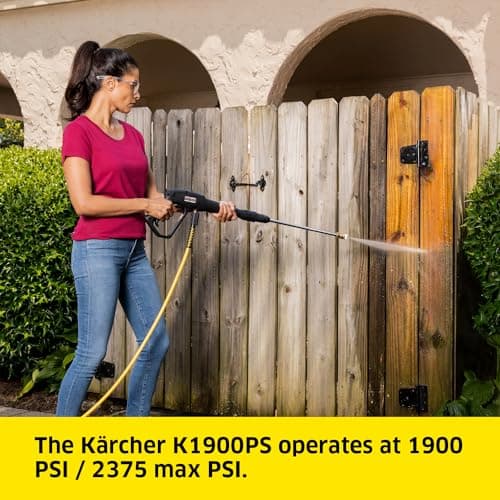 Kärcher Pressure Washer K1900PS, Max 2375 PSI, 3 Spray Nozzles, Detergent Tank, For Cars, Driveways, Siding, Patios, 1.46 max. GPM