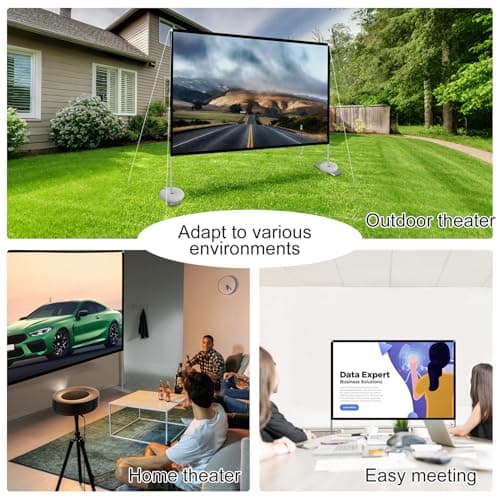 Outdoor Projector Screen with Stand 100 Inch: Portable Projection Screen 16:10 4K HD Outdoor Movie Screen with Carry Bag for Home Backyard Theater