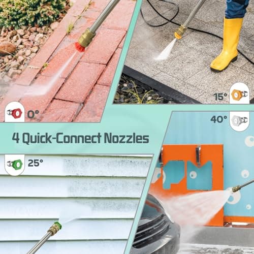 Electric Pressure Washer 4800PSI-Max 2.9GPM Pressure Washer with 25 FT Hose, 4 Quick Connect Nozzle,16.9 Oz Soap Tank Orange Cleaning for Pool, Patio, Car