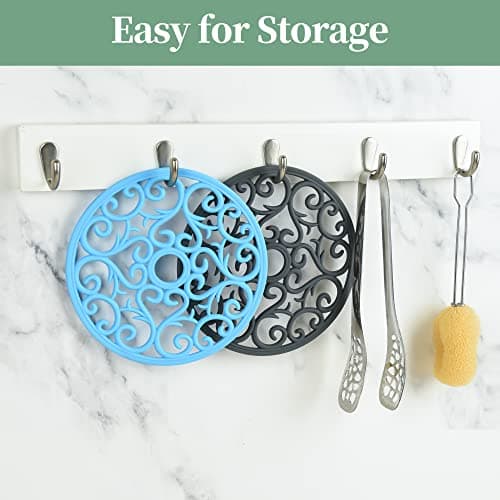 Tirvets for Hot Dishes, Silicone Trivet Hot Pads for Kitchen, Silicone Trivets for Hot Pots and Pans, Trivets for Quartz Countertops, White Kitchen Silicone Trivet Mat for Tabletops Set of 6