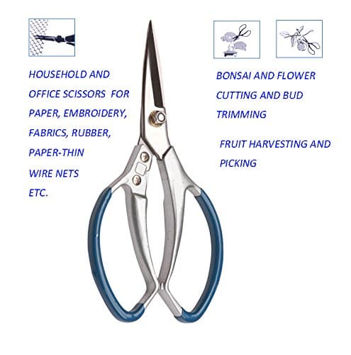 Stainless Steel Pruning Shear 9.2 Inch - Bonsai Pruning Snips- Multi-purpose Scissors - Floral Tools - Fruit Tree Scissors - Stainless Steel Blade - Aluminium Body with Soft Touch Vinyl Grip
