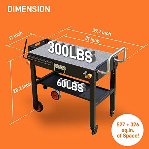 Portable Outdoor Grill Table, Folding Grill Cart Solid and Sturdy, Blackstone Griddle Stand Large Space, Blackstone Table with Paper Towel Holder, Grill Stand for Blackstone Griddle, Ninja Grills etc