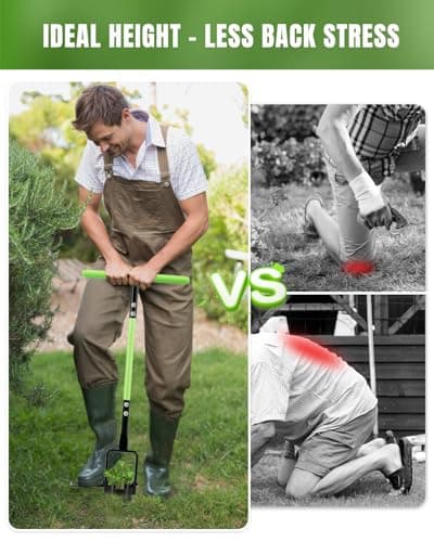 joyhalo Bulb Planter Tool Long Handle, 30in Serrated Base, 5 in 1 Lawn Tool, Sod Cutter, Grass Plugger Tool, Weeding, Transplanting, Garden Hole Digger for Plants, Flower Tulips Daffodils Lily