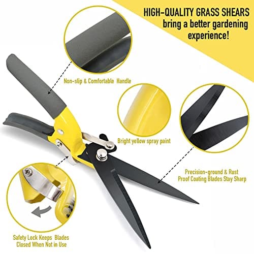 Upgraded Grass Shears, Hand Grass Clippers, Grass Trimming Shears for Garden, Lawn Edges
