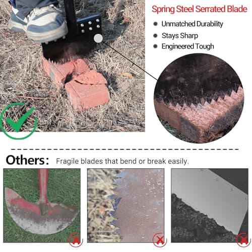 One-Piece 40in Manual Edger Lawn Tool with Spring Steel Blade Manganese Steel Border Edger for Landscaping Rustproof Half Moon Edger with Rubber Handle for Garden Maintenance