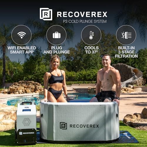 Cold Plunge Tub, 90 Gallon – Heavy-Duty Ice Bath Tub for Athletes, Portable Cold Plunge Chiller with Water Treatment Kit, Immersion Therapy, WiFi Control, Backpack & Wheels