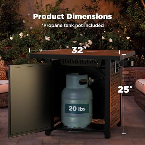 Ciays Propane Fire Pits 32 Inch Outdoor Gas Fire Pit, 50,000 BTU Steel Fire Table with Lid and Lava Rock, Add Warmth and Ambience to Gatherings and Parties On Patio Deck Garden Backyard, Black