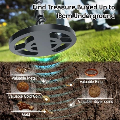 Metal Detector for Adults & Kids - Adjustable Stem, High Accuracy & 10" Waterproof Coil. Disc/All Metal Modes for Coin & Gold Detection by Beginners