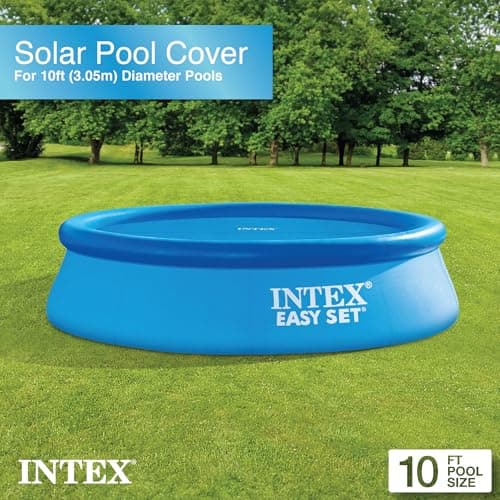 Intex 28011E Solar Pool Cover: For 10ft Round Easy Set and Metal Frame Pools – Insulates Pool Water – Reduces Water Evaporation – Keeps Debris Out – Reduces Chemical Consumption