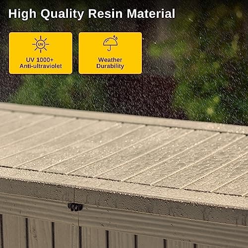 EAST OAK Outdoor Storage Box, 180 Gallon Deck Box, Large Resin Storage Bin for Patio Cushions, Gardening Tools, Lockable, Waterproof and UV Resistant, Grey
