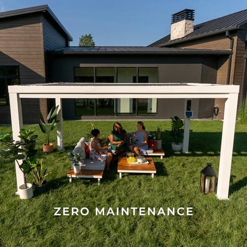 Backyard Discovery Windham 14' x 10' Modern Galvanized Steel Pergola Kit with Shade Sail Canopy, All-Season Durability, PowerPort, High-Wind Rating for Outdoor Patio, Garden, Deck, Entertaining