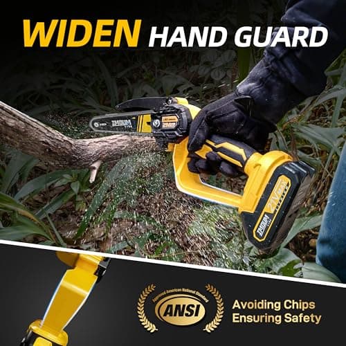 Mini Chainsaw Electric Chain Saw 6 Inch Cordless Battery Powered, 2.0Ah Battery, Compatible w/IMOUMLIVE Pole, Hand Held, Small, Portable and Easy for Tree Trimming Branch Pruning Wood cutting