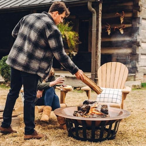 TITAN GREAT OUTDOORS Ash & Ember 40" Copper Outdoor Fire Pit with Solid Steel Base, Grate and Fire Iron Tool Included, Perfect for Backyard Fires and Gatherings