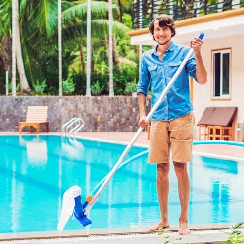 Upgraded Handheld Pool Vacuum for Above Ground Pool - Swimming Pool Jet Cleaner with 70" 5 Section Poles, Small Underwater Vacuum Kit W/Brush for Spas, Ponds, Fountains