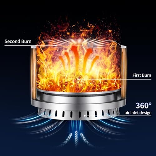 22 inch Smokeless Fire Pit with Waterproof Cover, Stainless Steel Outdoor Smokeless Firepit, Wood Burning Fire Pits for Camping, Bonfire,Low Smoke Firepit for Outside