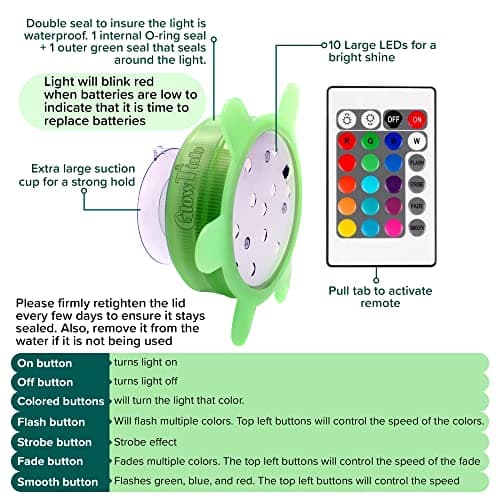 Underwater Remote Controlled LED Color Changing Light for Bathtub or spa - Battery Operated - Size 2.75 in.