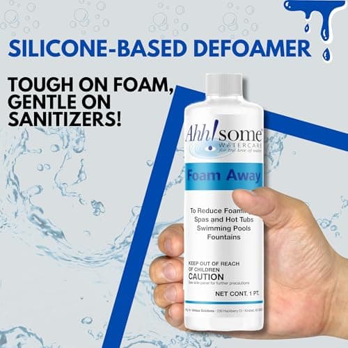 Ahh!Some Water Care Hot Tub & Spa De-Foamer, 1 Pint Hot Tub & Pool Foam Eliminator, Fast-Acting, Silicone-Based Anti-Foam Solution for Spas & Hot Tubs, Safe, Eco-Friendly Formula with No Residue