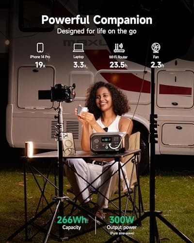 Portable Power Station Andes 300 266Wh Battery Backup with 300W AC/100W USB-C Output, 1-Hour Fast Charging, Solar Generator (Solar Panel Optional) for Outdoor Camping/RV/Traveling/Emergencies