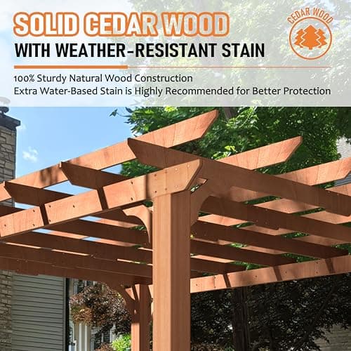 MUPATER 10x12 FT All Cedar Wooden Pergola, Kit with Stakes, Quality Supported Structure, Snow and Wind Supported,Outdoor Pergola with Cedar Framed for Backyard, Deck, Lawn