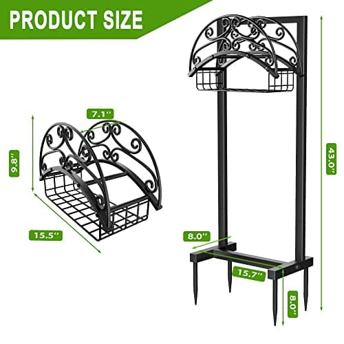 Garden Hose Holder - Upgraded Water Hose Holder Holds 151-feet Hose, Heavy Duty Metal Hose Stand Sturdy Freestanding Hose Hanger, Detachable Garden Hose Storage Rack for Outside Yard Lawn