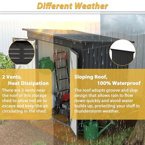 6x4 FT Outdoor Storage Shed with Lockable Double Doors, Aluminum Frame, Weatherproof with Frame Floor, Metal Tool Shed for Garden, Backyard, Patio, and Equipment Storage