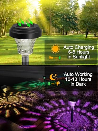 Solar Pathway Lights 8 Pack, Outdoor Solar Yard Lights, RGB Color Changing+Warm White, IP67 Waterproof for Garden Path Backyard Christmas Lawn Landscape Decorative