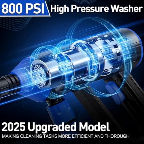 Cordless Power Washer Portable, 800 PSI High Pressure Washer Gun,15000mAh Battery Operated Power Washer with 6-in-1 Adjustable Nozzle, Handheld Pressure Washer for Car, Home& Patio Cleaning
