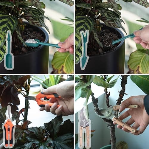 Indoor Houseplant Care Kit – Complete Indoor Plant Maintenance Set with Pruning Shears, Soil Scoop, Dibber Tool, Leaf Cleaning Glove, Soil Moisture Meter, Plant Labels, and Tie Tape for Potted Plants