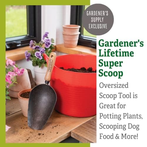 Gardener’s Supply Company Lifetime Super Scoop | Heavy-Duty Steel Garden Multi-Use Oversized Scooping Tool | for Potting Plants, Gardening, Scooping Soil, Dog Food & More!