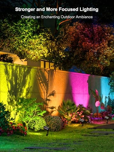 Smart Landscape Spotlights, 4 Pack RGBW Pathway Lights, 2000LM Dimmable, IP65 Waterproof, Compatible with Alexa, Outdoor Decoration