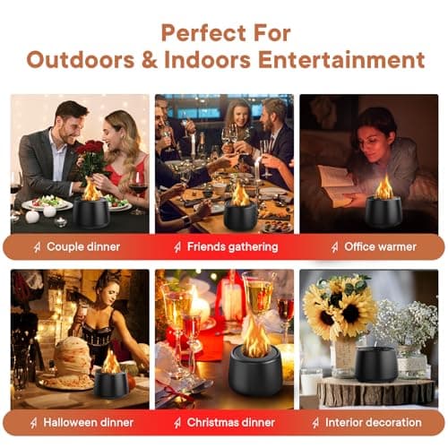 Ceramic Tabletop Fire Pit, Portable Ethanol Fire Bowl, Mini Rubbing Alcohol Fireplace Table Top Fire Pit Bowl Long Burning Smokeless Housewarming Gift with Indoor & Outdoor & Garden
